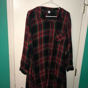 Old Navy Plaid Button Up Dress